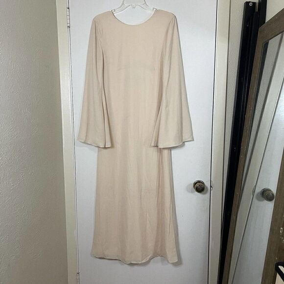 NEW! Fame X Partners Peach bell sleeve maxi dress size US 8 -Flawed- - Picture 1 of 13